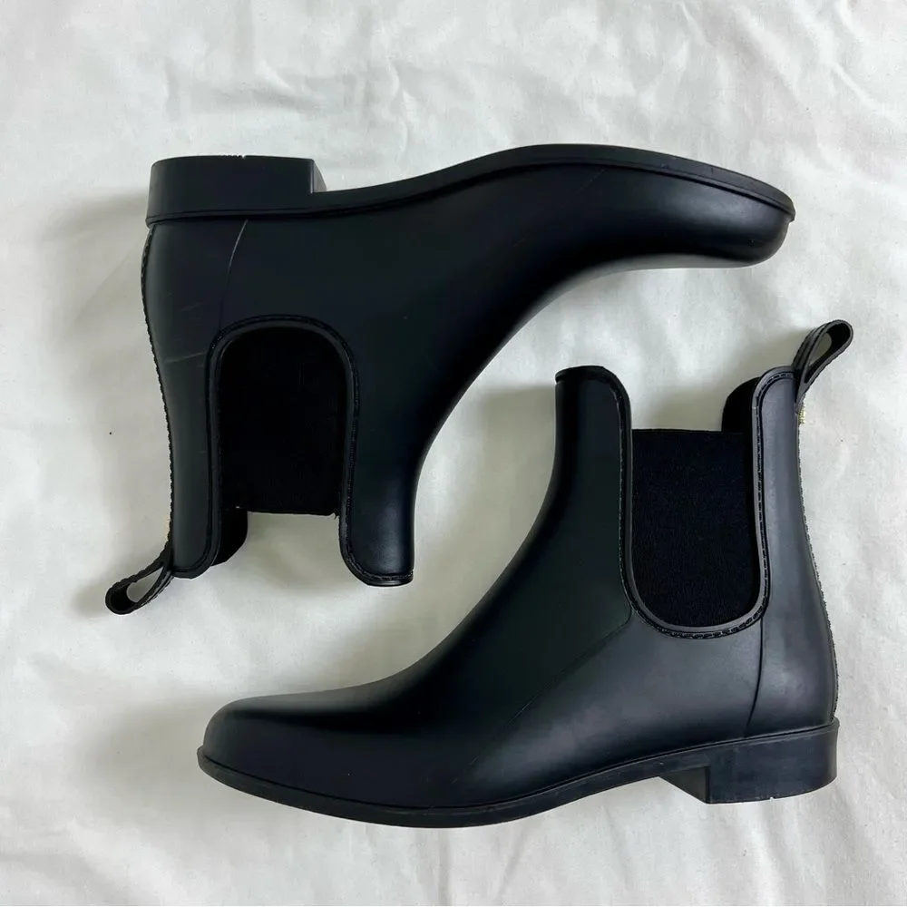 SAM EDELMAN Tinsley Matte Chelsea Rain Booties Boots Black Size 8